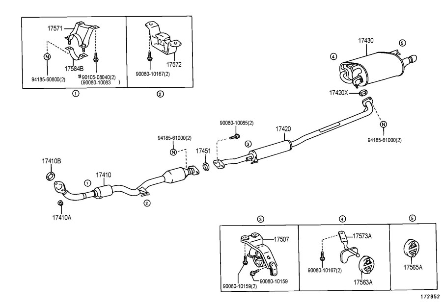 9008043028 - Toyota Gasket, exhaust pipe; gasket, exhaust pipe, center ...