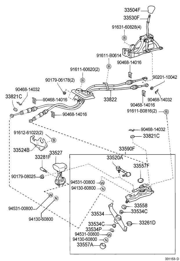 Toyota Celica Cable transmission control select (for floor shift ...