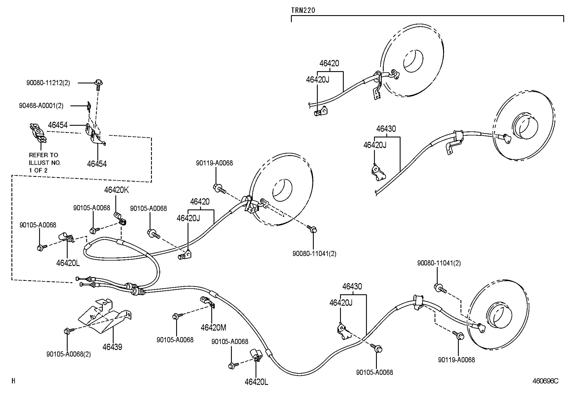 4642004101 - Toyota Cable assembly, parking brake, no.2. Cable, brake