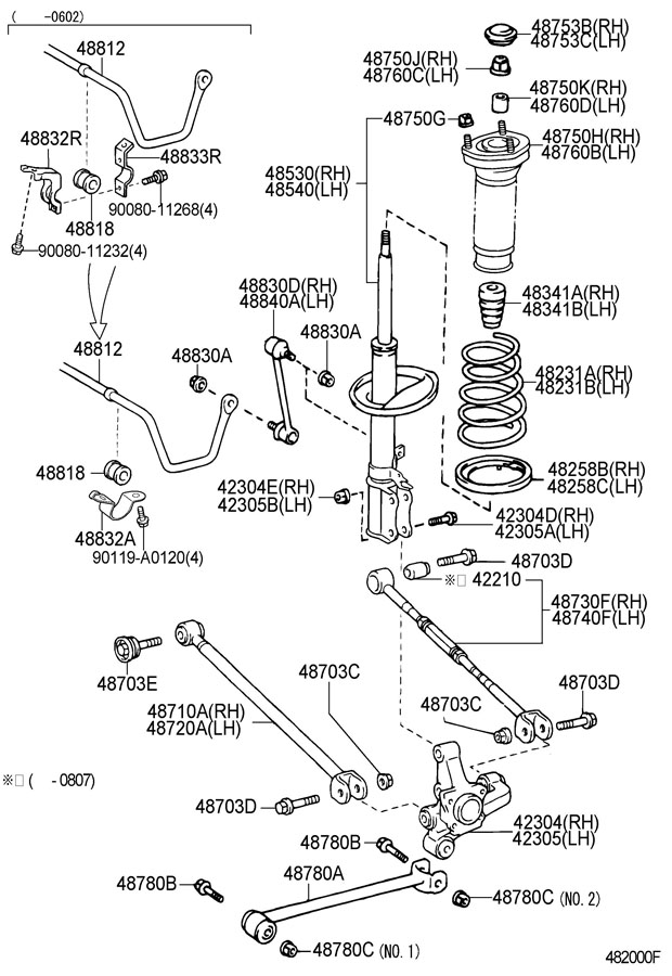 4221020010 - Toyota Bushing assembly, lower ball; bushing, rear ...