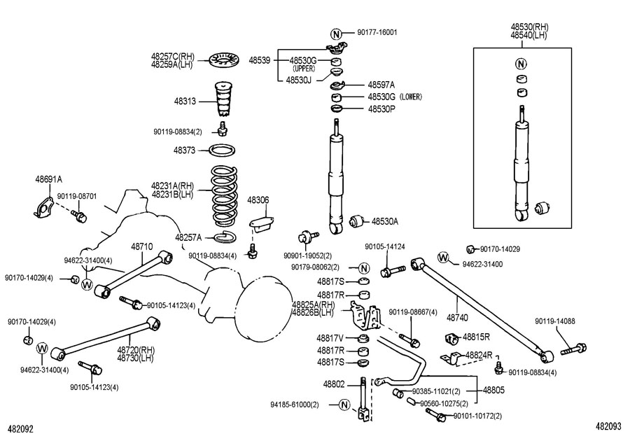 4853069145 - Toyota Absorber assembly, shock, rear. Absorber, shock ...