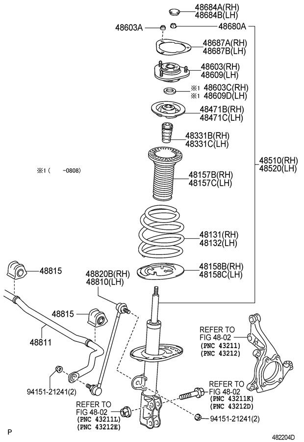 2008 Toyota Rav 4 Support Sub-assembly, Front Suspension, Left; Support 