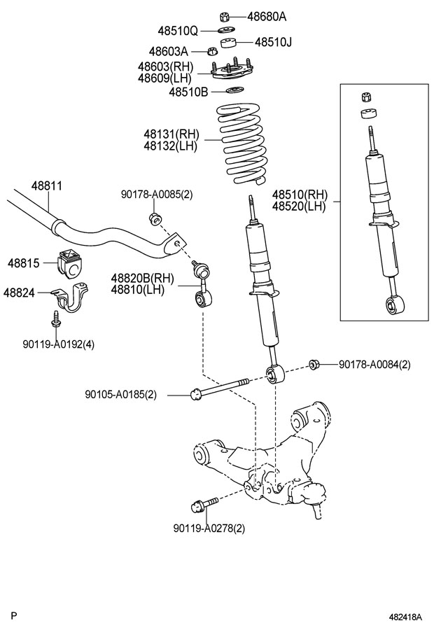 4851009R20 - Toyota Absorber assembly, shock, front. Absorber, shock ...