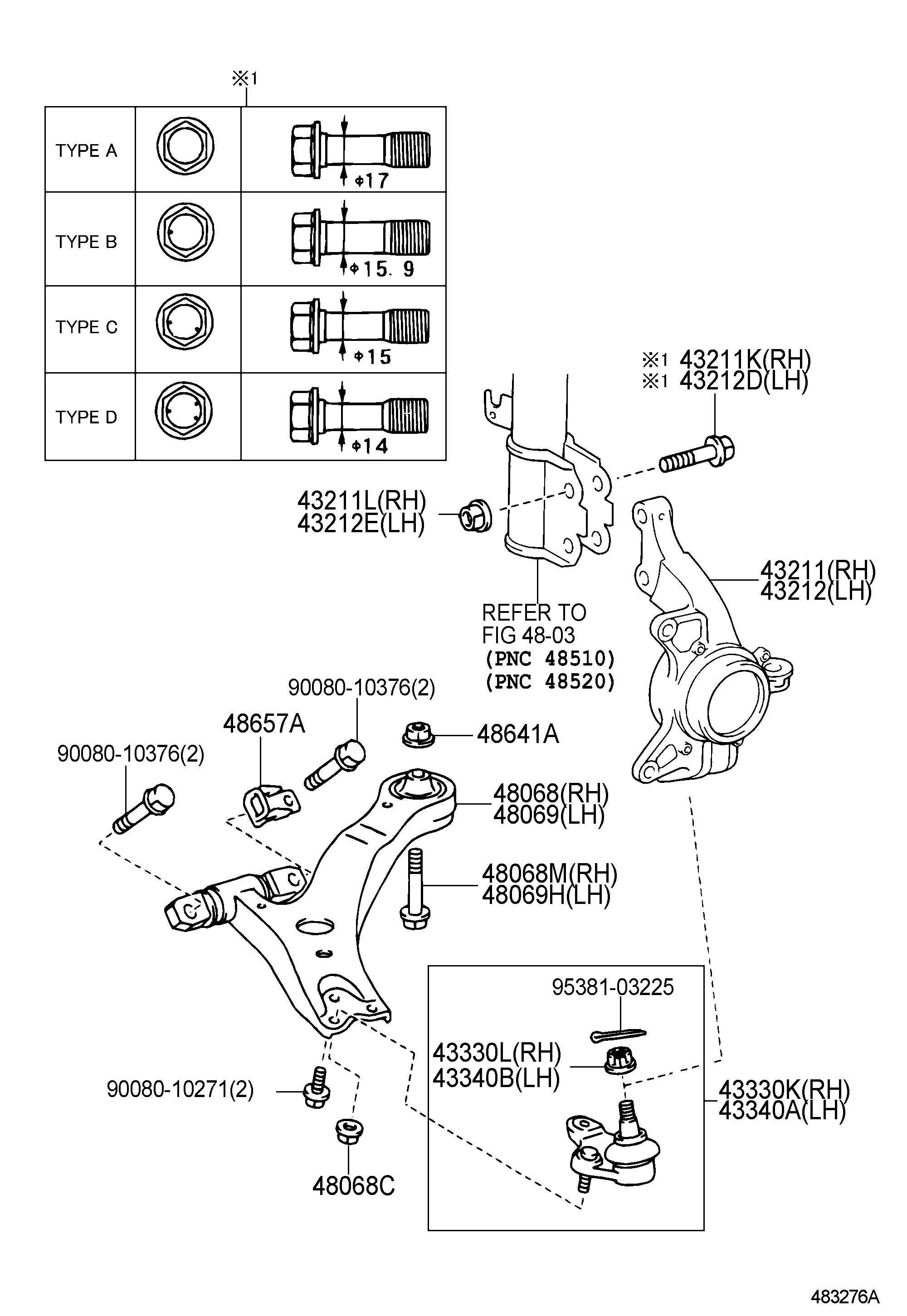 4333009810 - Toyota Joint assembly, lower ball, front right. Joint ...