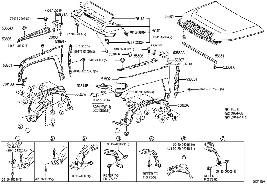 6110235141 - Toyota Panel, front fender side, upper left. Reinforcement ...