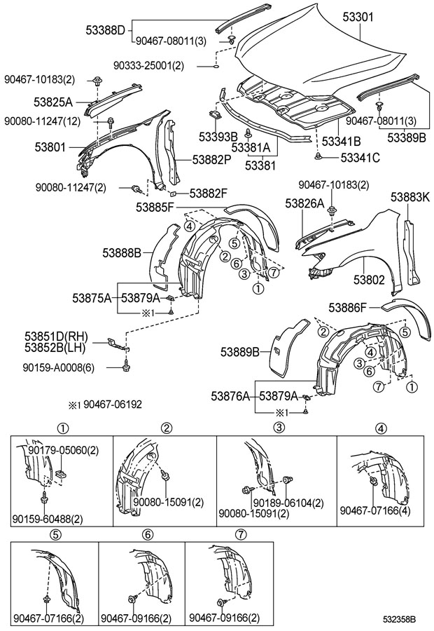 9046706192 - Toyota Clip, front fender liner | Toyota Parts Direct ...