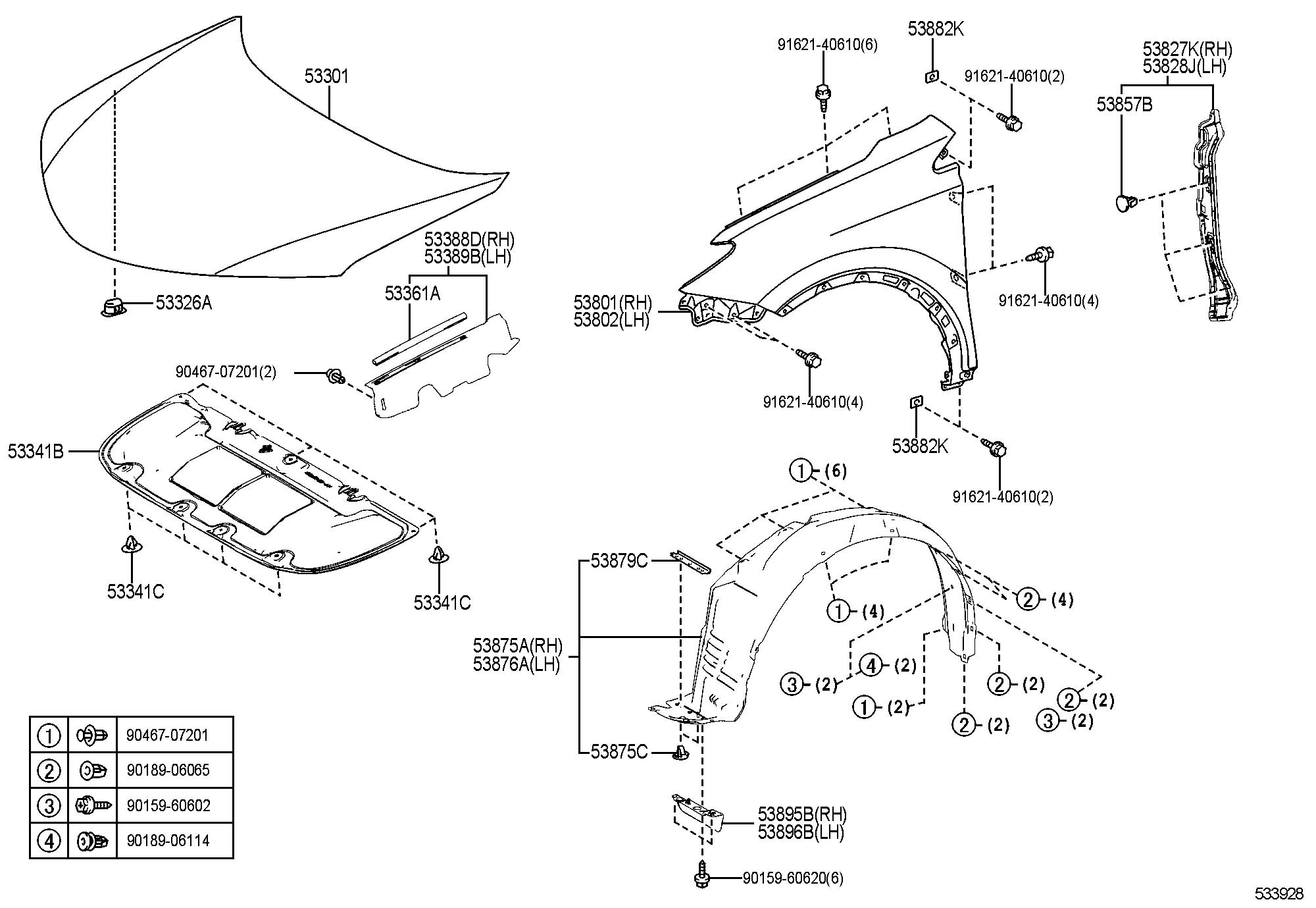 9046706192 - Toyota Clip, Front Fender Liner 