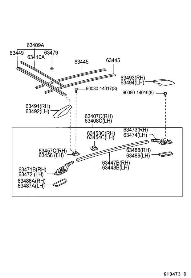 Toyota Sienna Bar, roof carrier, left; bar, roof carrier, right. Bar