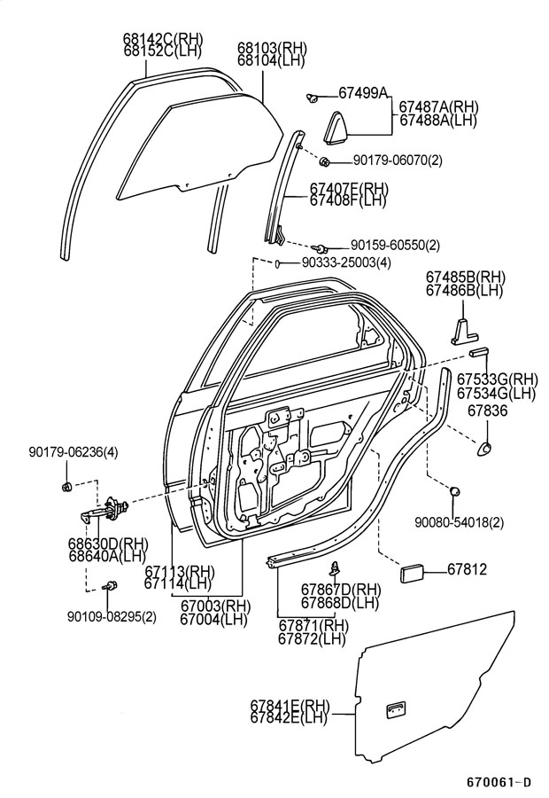 1999 Toyota Camry Garnish, rear door rear guide bracket, right ...