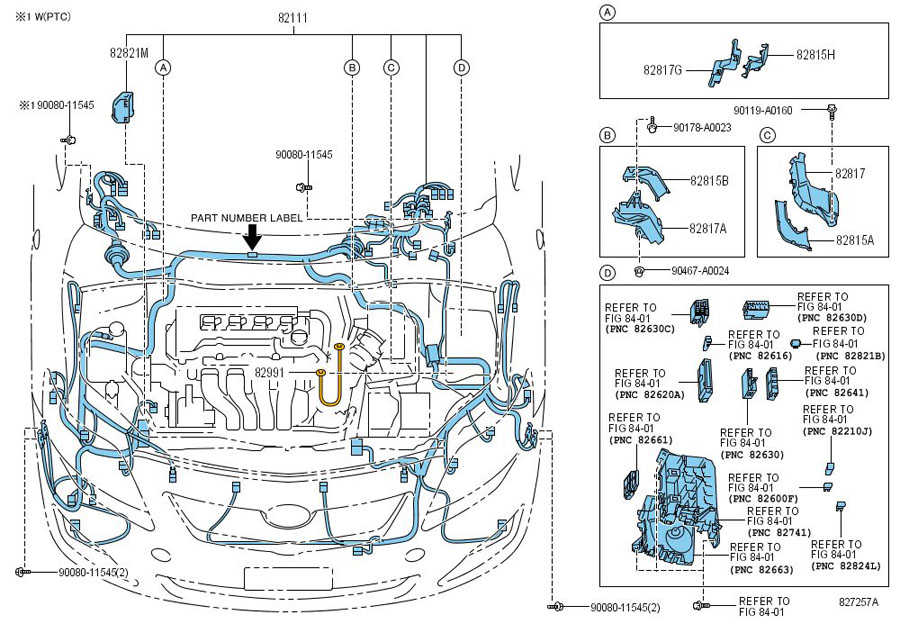 Toyota Corolla Wire, engine room main. Wiring. Wiring - 821150ZL90