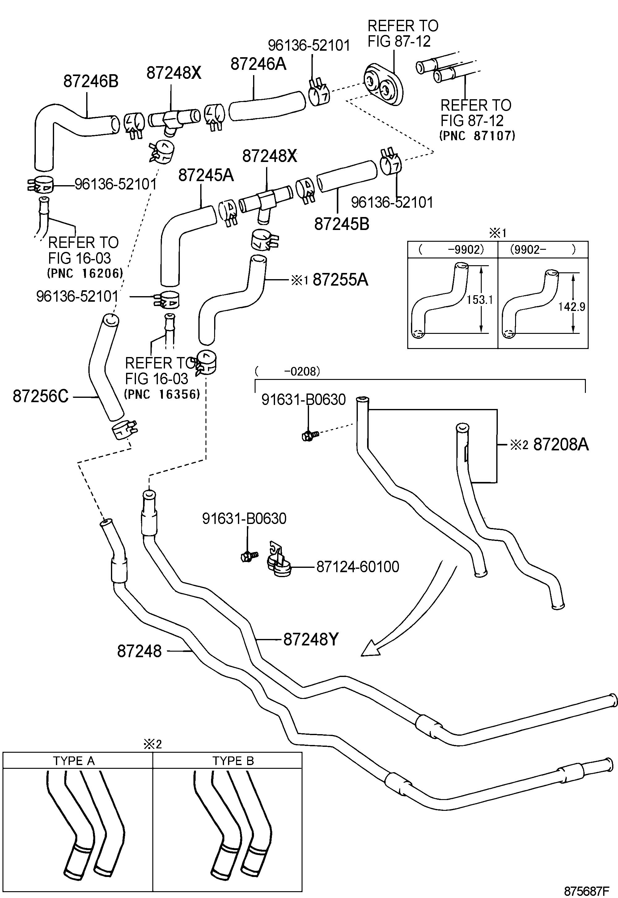 872456A180 - Toyota Hose, heater water, outlet a. Hose, heater; w(rear ...