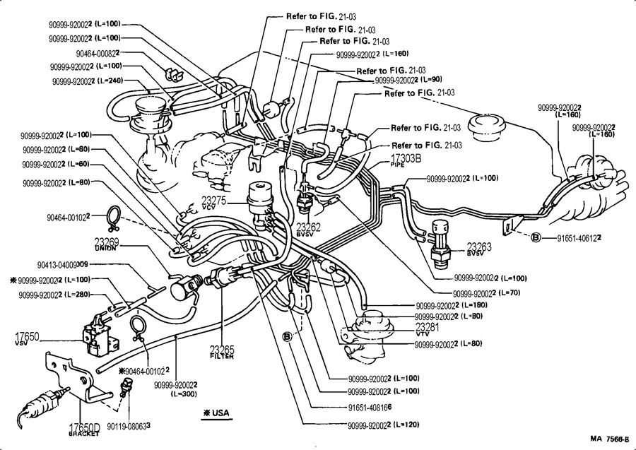 1986 Toyota 4Runner Valve, bimetal vacuum switching, no.1. Valve ...