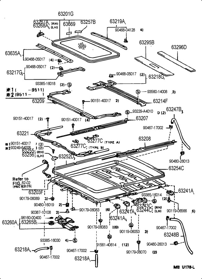 Toyota Land Cruiser Rail sub-assembly, sliding roof drive, right; rail ...