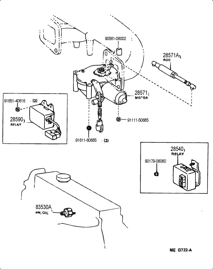 Toyota Land Cruiser Relay assembly, fuel control - 2859056100 | Toyota ...