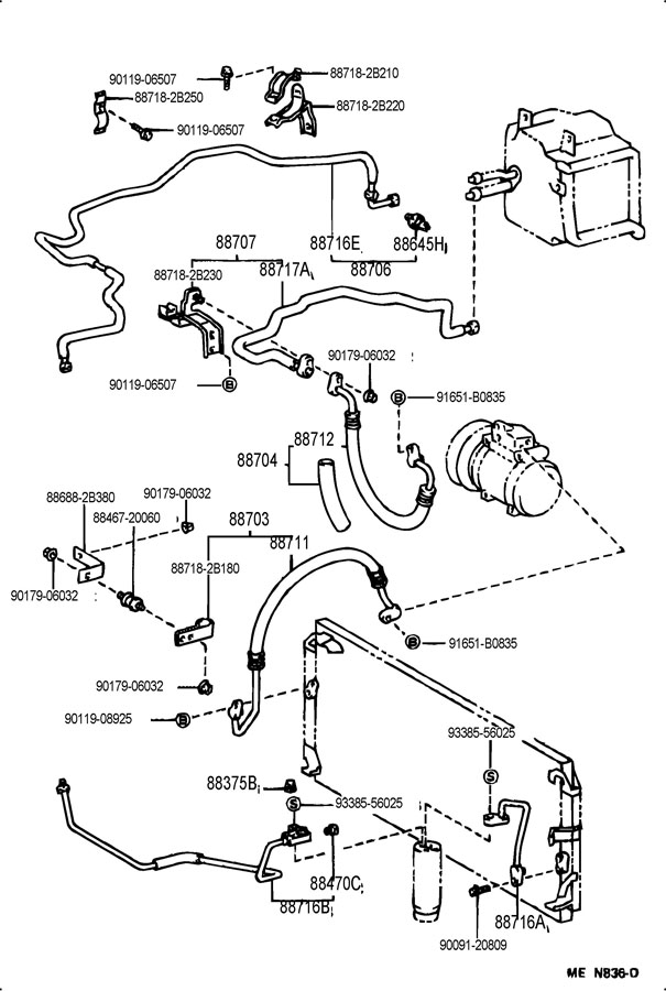 887162B750 - Toyota Pipe, cooler refrigerant liquid, b. Tube ...