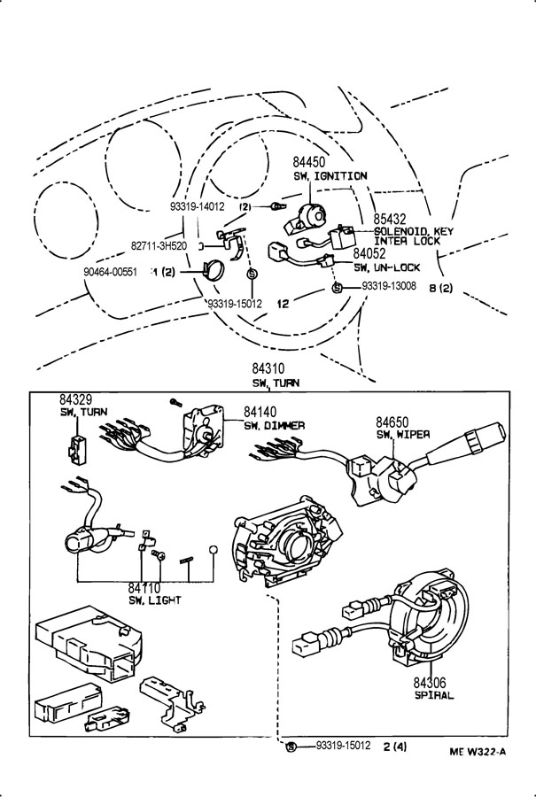 843101B220 - Toyota Switch assembly, turn signal. Switch, signal; w ...